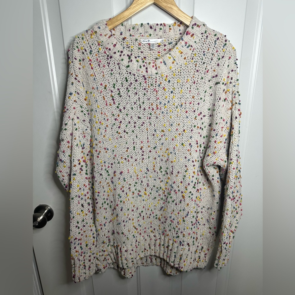 Seven7 Cream Speckled Crewneck Sweater
